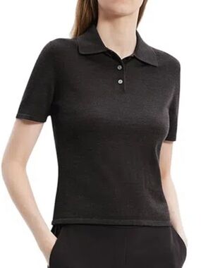Theory Short-Sleeve Polo in Dark Mink